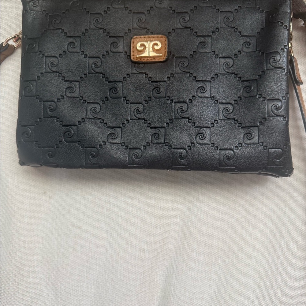 Pierre Cardin Elegant Black Embossed Shoulder Bag
